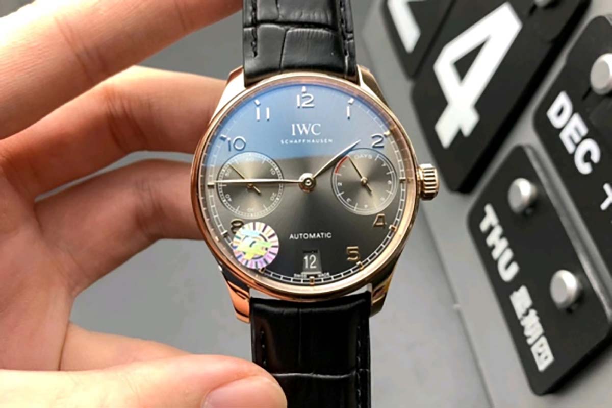 ZF厂万国葡七系列灰色字面玫金款式复刻腕表做工细节评测-品鉴ZF厂腕表