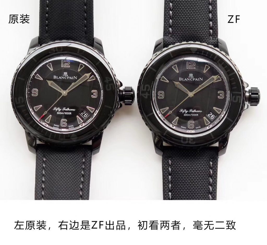 ZF厂宝珀五十噚黑武士复刻腕表做工细节对比正品究竟如何-ZF厂对比图文评测