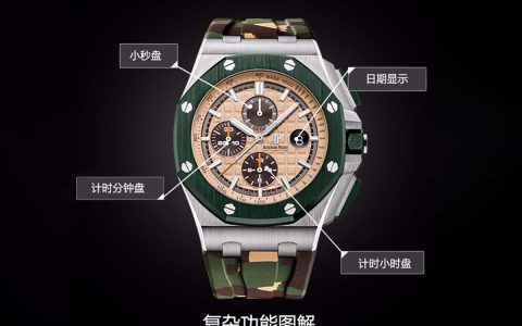 JF厂爱彼皇家橡树离岸型计时系列迷彩色款复刻腕表-AP26400