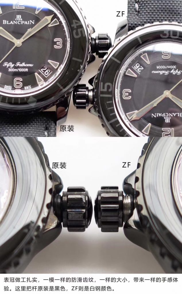 ZF厂宝珀五十噚黑武士复刻腕表做工细节对比正品究竟如何-ZF厂对比图文评测