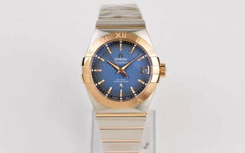 VS厂复刻版欧米茄星座系列间金款浮雕菱形蓝盘腕表做工如何-品鉴VS厂腕表