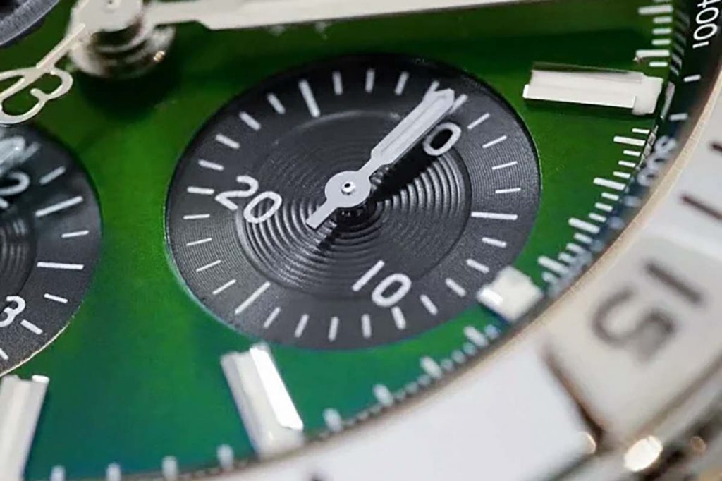 GF厂复刻版机械计时B01系列绿盘款式腕表细节深度评测-品鉴GF厂复刻