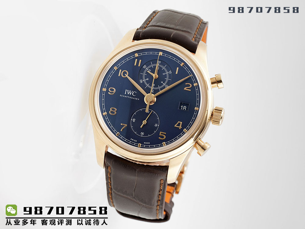 APS厂万国葡萄牙时计经典版「玫瑰金蓝盘款」复刻表是否会一眼假-APS手表
